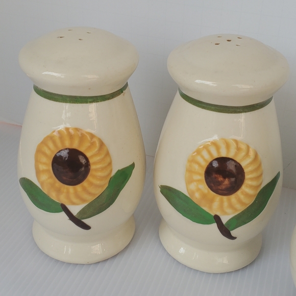 VTG Sunflower Salt & Pepper Shakers SHAWNEE pottery USA 40s-50s Sugar Bowl Set - Picture 2 of 13